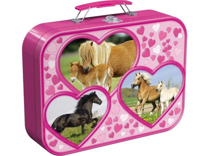 Horses puzzle in suitcase
