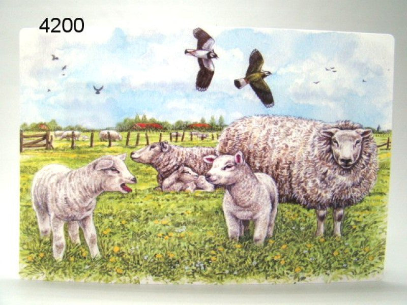 Placemat met schapen en vogels