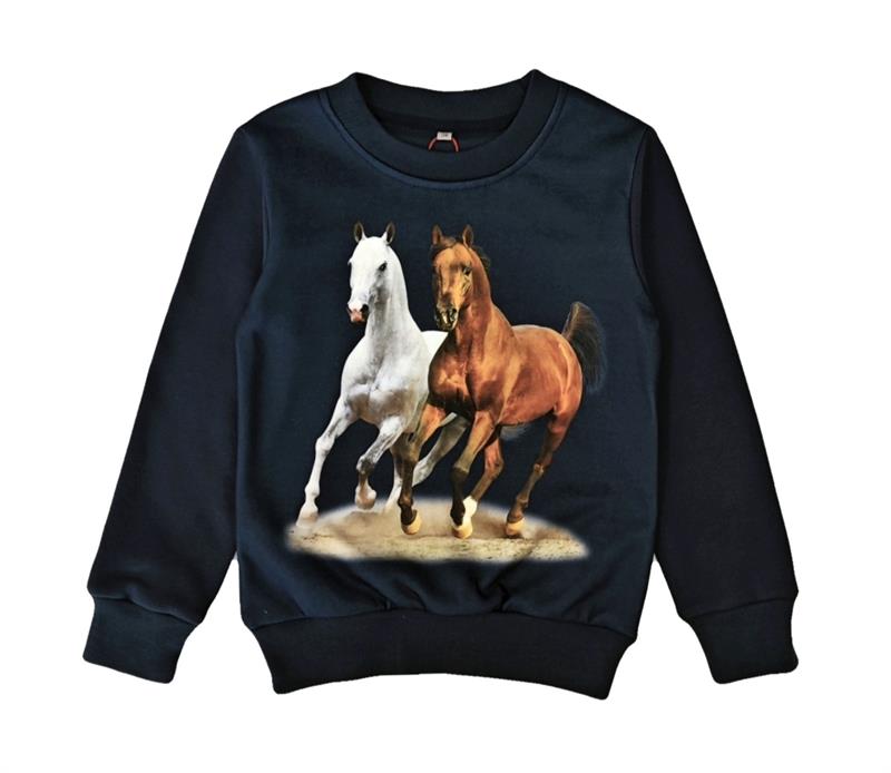 Donkerblauwe trui met paarden