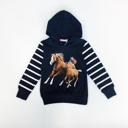 Blauw Hoodie met 2 paarden