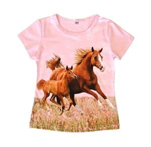 Licht roze shirt met paard en veulen