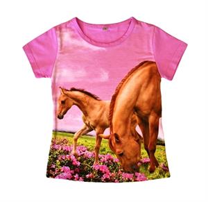 Licht roze shirt met paard en veulen