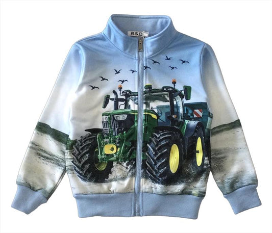 Lichtblauw vest met John Deere