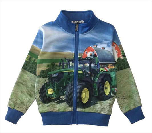 Donkerblauw vest met John Deere en pers