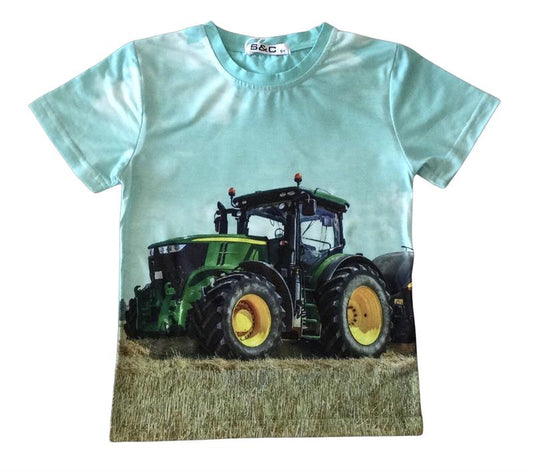 Tough light blue shirt with John Deere