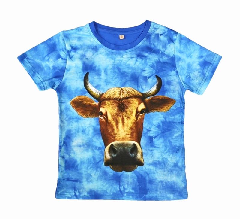 Blauw shirt met Koe