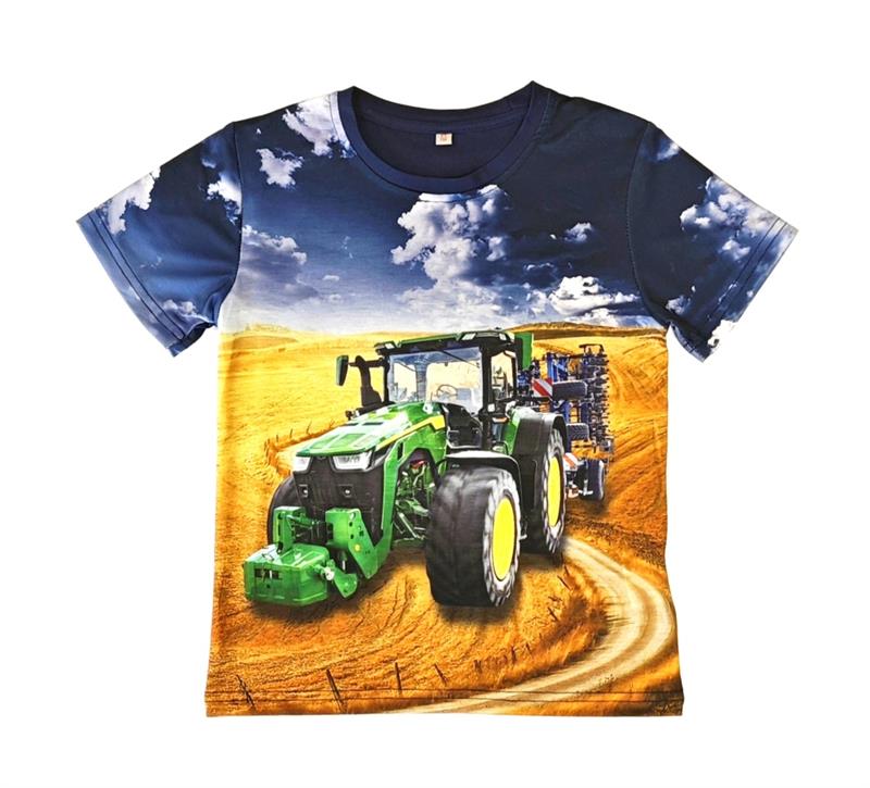 Donkerblauw shirt met John Deere tractor