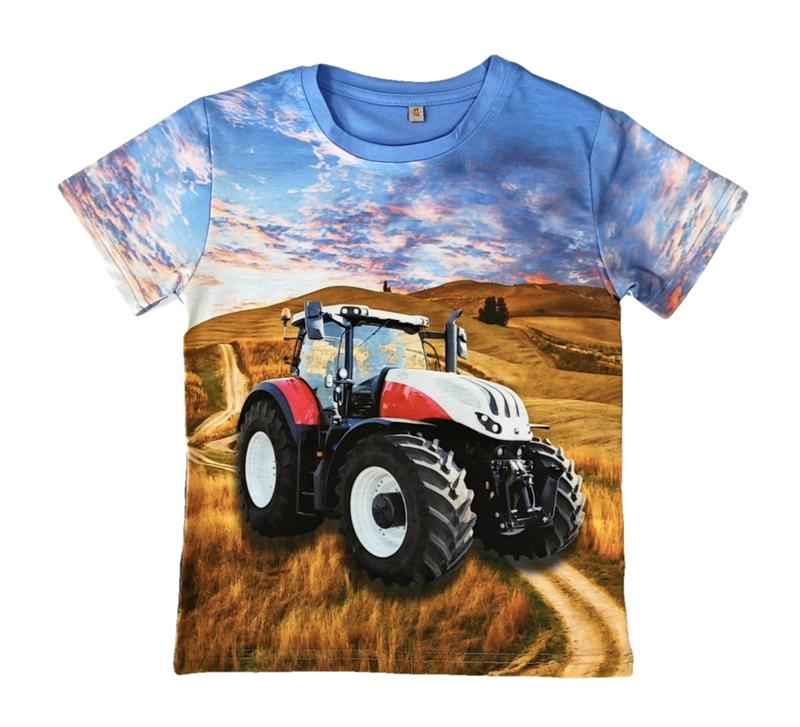 Blauwe shirt met Steyr tractor