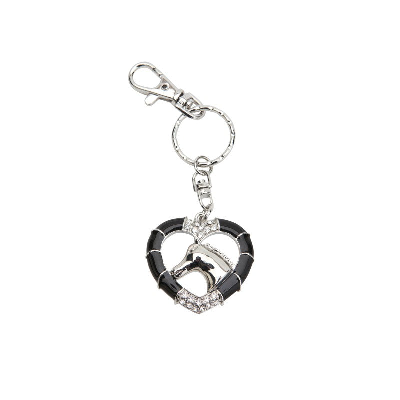 Keychain with horse in heart with sparkles.