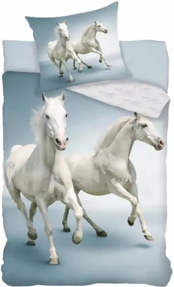Dekbedovertrek witte Paarden