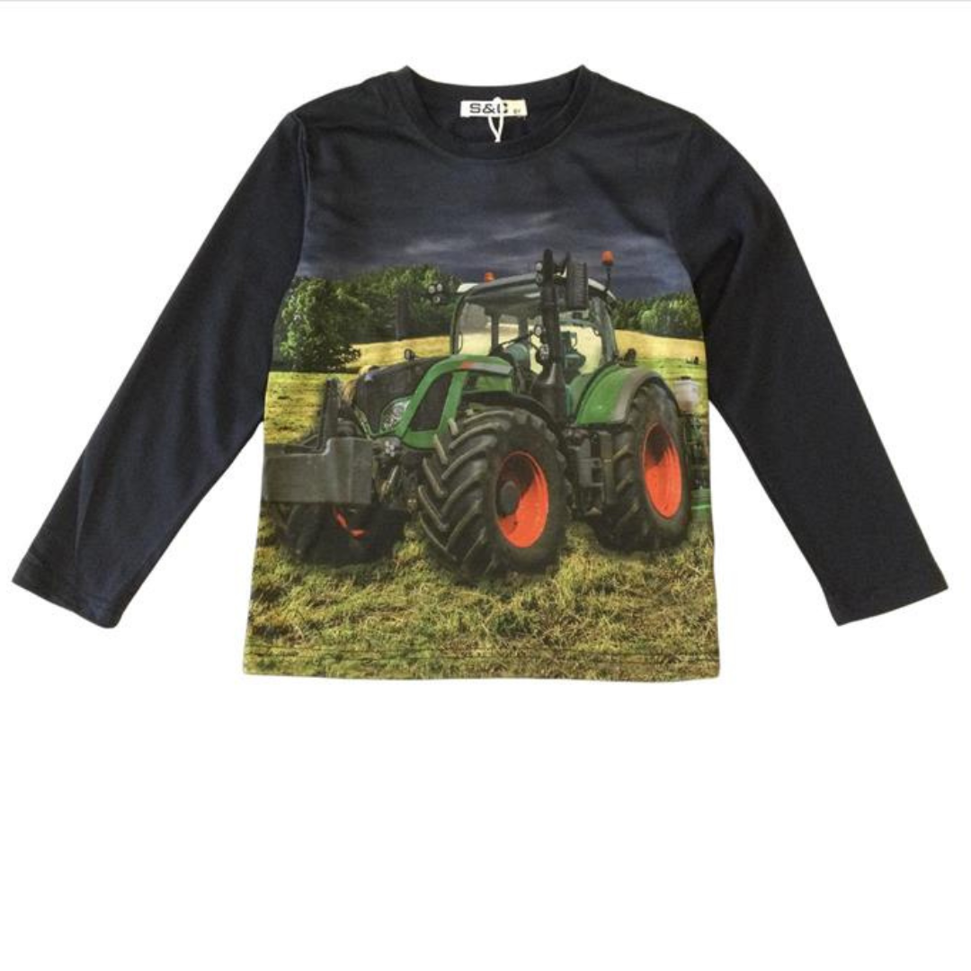 T-shirt bleu foncé avec tracteur Fendt
