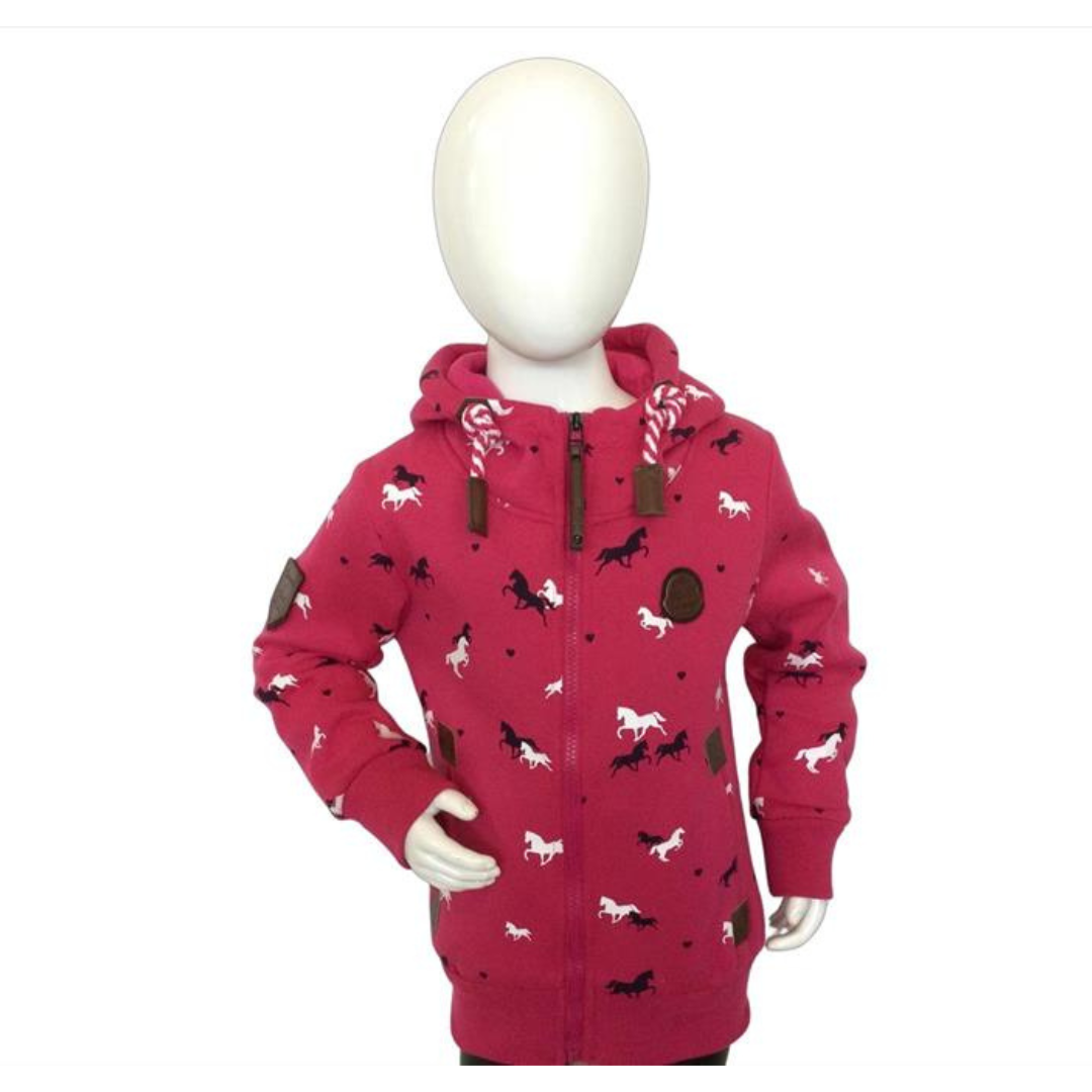 Pink cardigan with horses