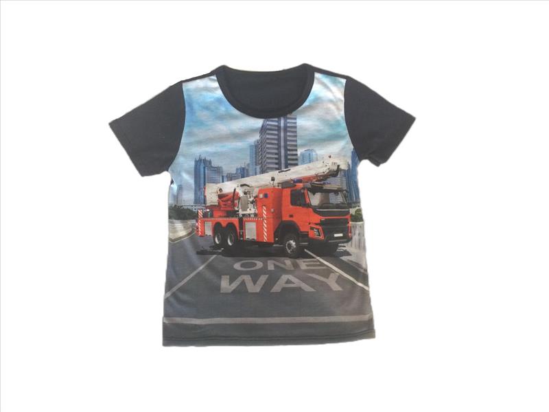 T-Shirt dunkelblau mit Feuerwehrauto