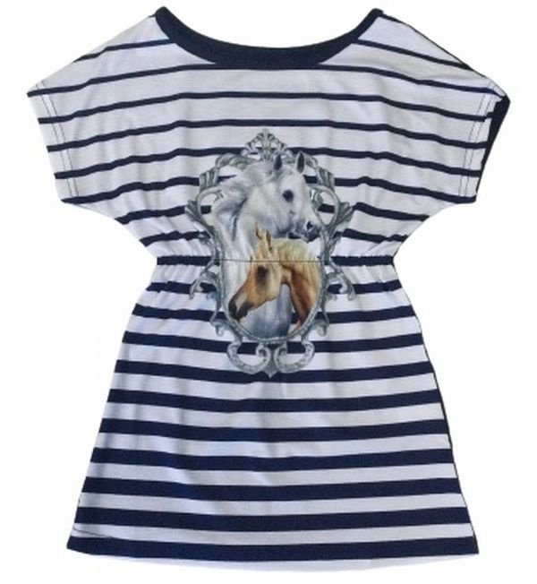 Horse dress striped with 2 horses