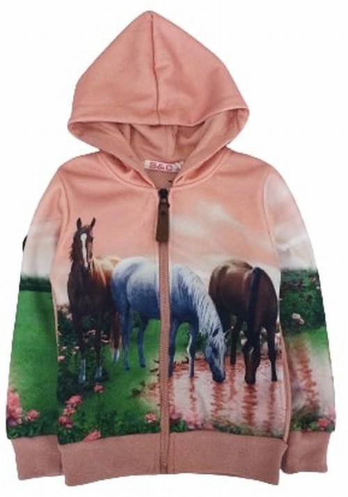 Pink cardigan with 3 Horses