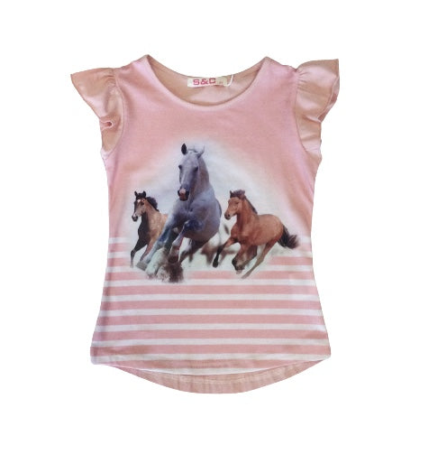 Chemise cheval rose avec 3 chevaux