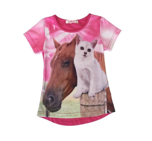 Horse shirt with horse and cat