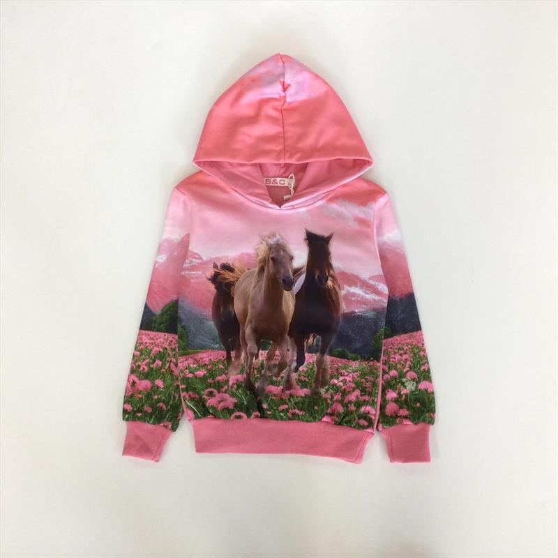 Hoodie 3 paarden roze