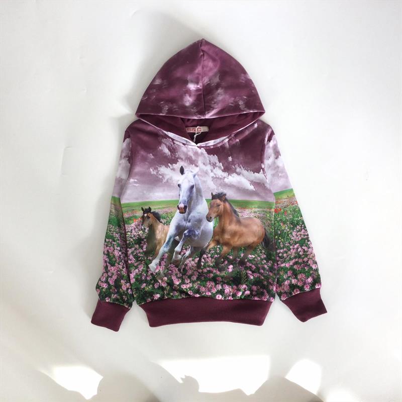 Hoodie paarden Turquoise