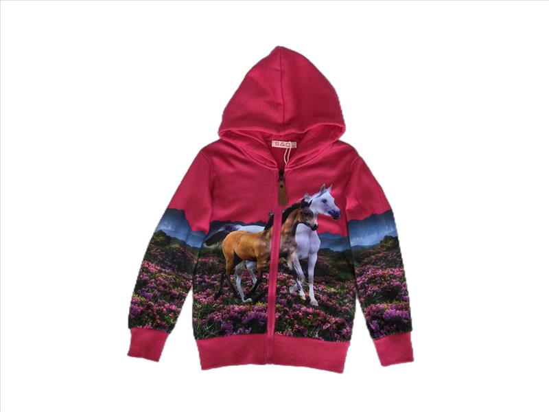 Pink cardigan with horses