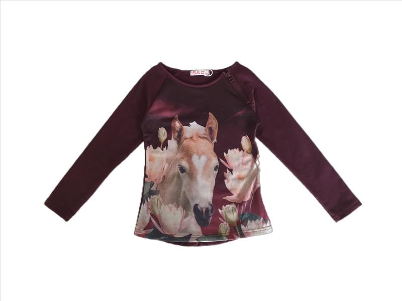 Longsleeve wine red with horse with zipper
