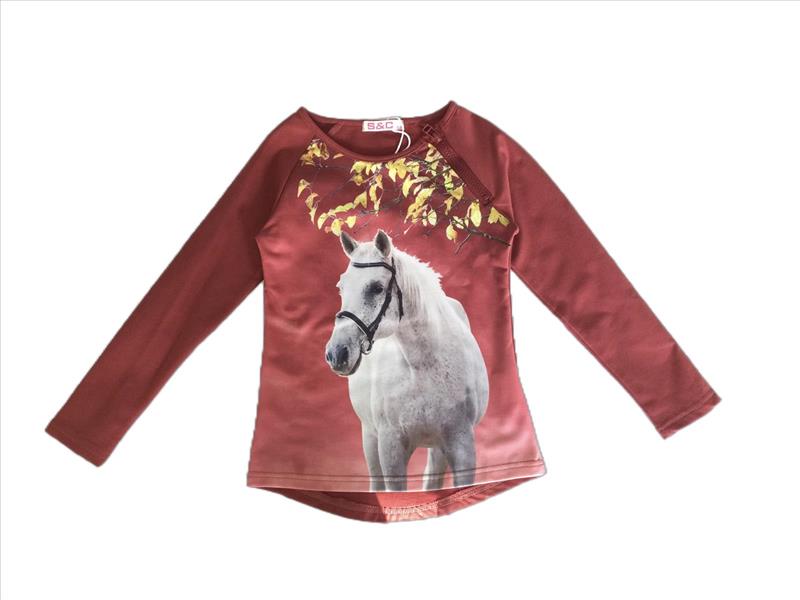 T-shirt rouge foncé à cheval avec fermeture éclair