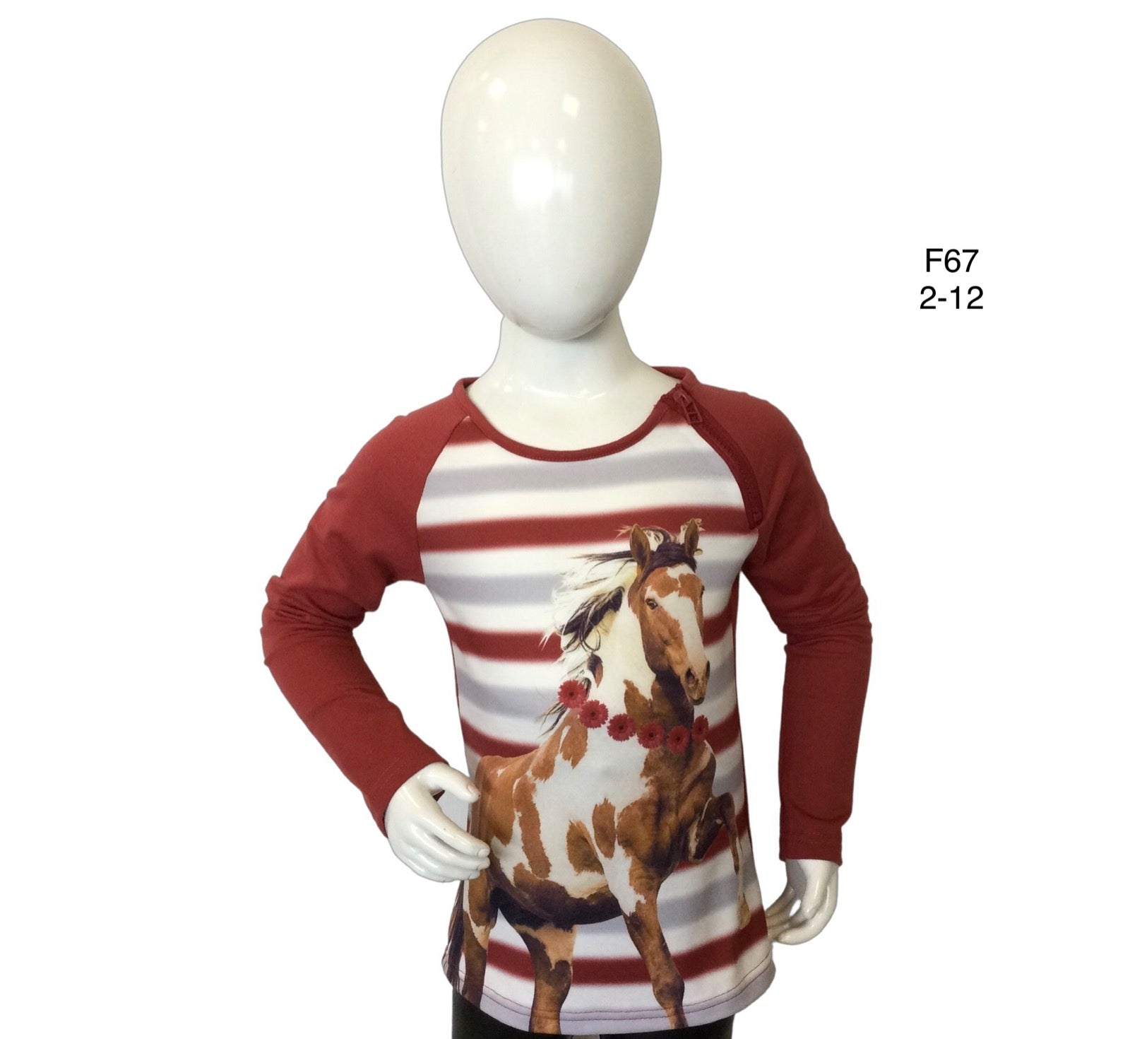 Longsleeve wine red with fur horse with zipper