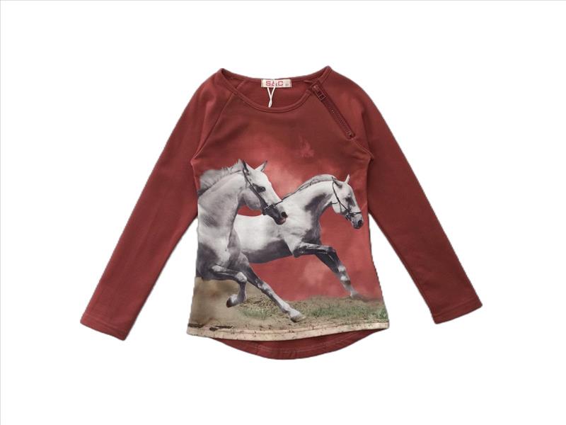 Longsleeve dark red with 2 horses with zipper