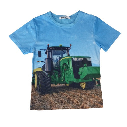 T-shirt John Deere bleu aqua