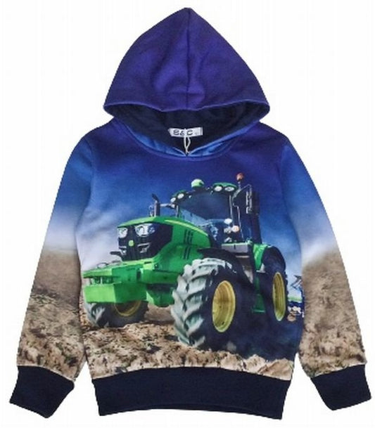 Sweat à capuche bleu avec John Deere