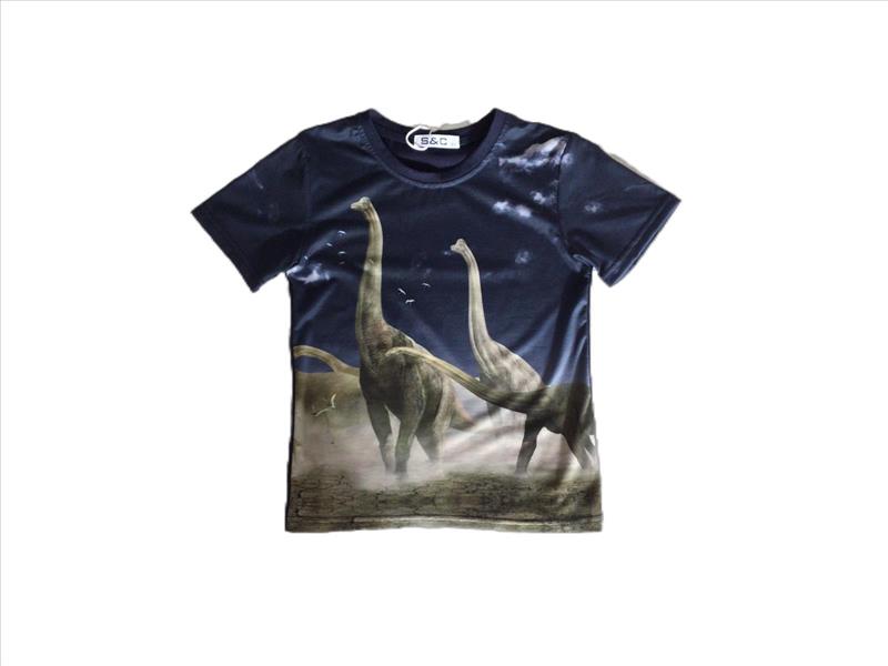 Blauw shirt met 2 Dinosaurussen
