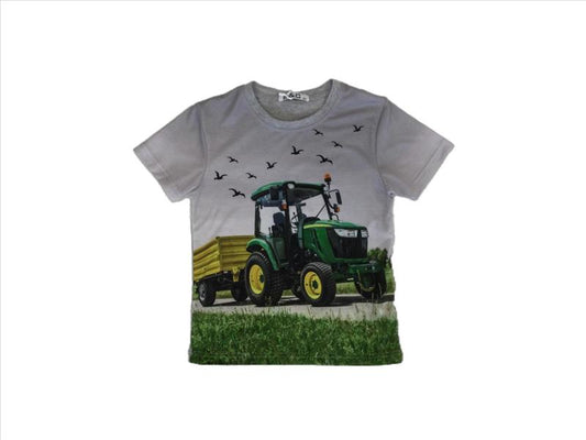 Grijs shirt met John Deere met kar