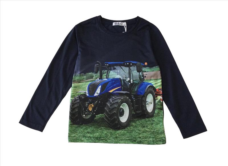 T-shirt bleu foncé avec tracteur New Holland