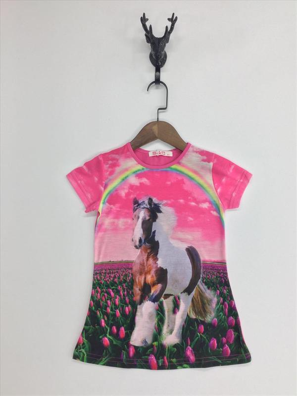 Roze shirt met paard en Regenboog