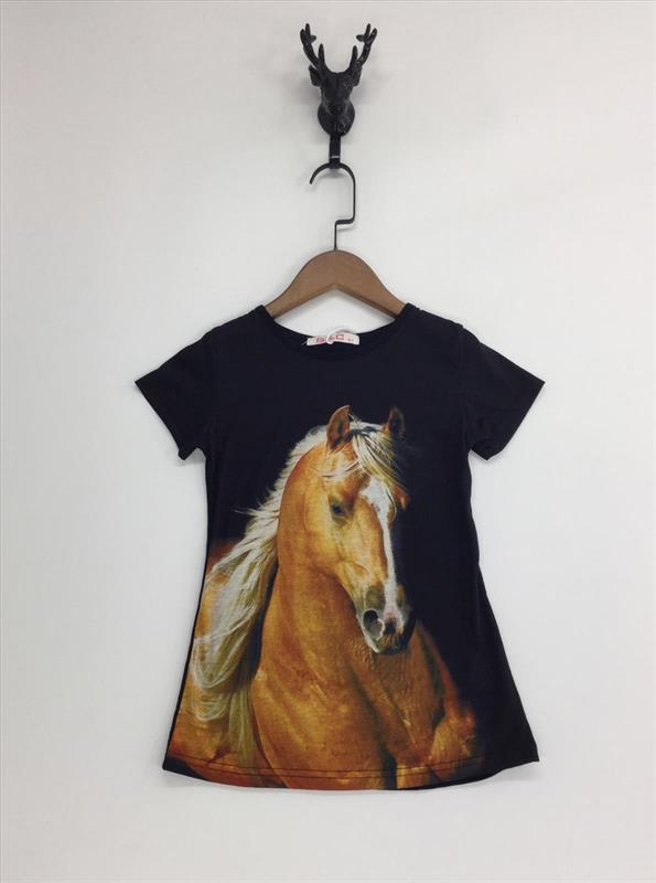 Zwart shirt met paardenprint
