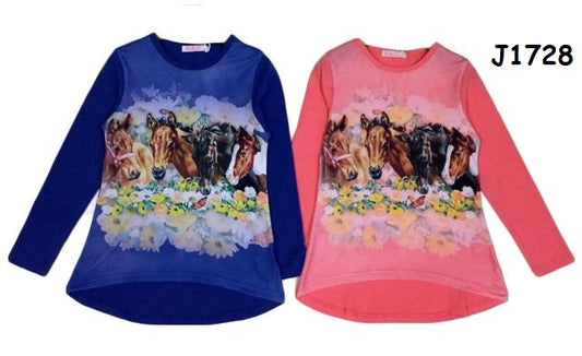 Longsleeve met 4 veulens roze