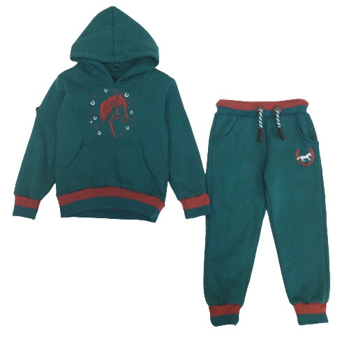 Green jogging suit with horse