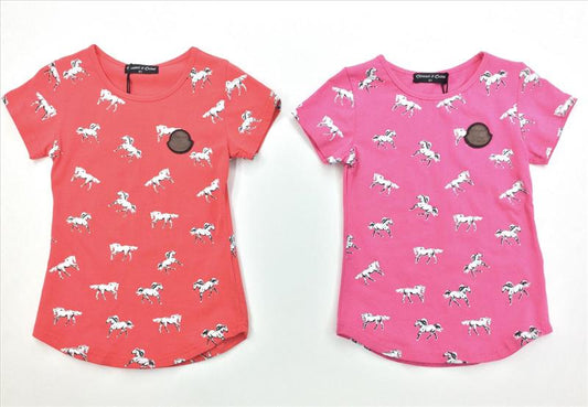 Chemise rose avec tous les chevaux