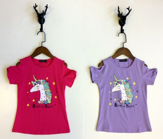 Chemise violette avec licorne