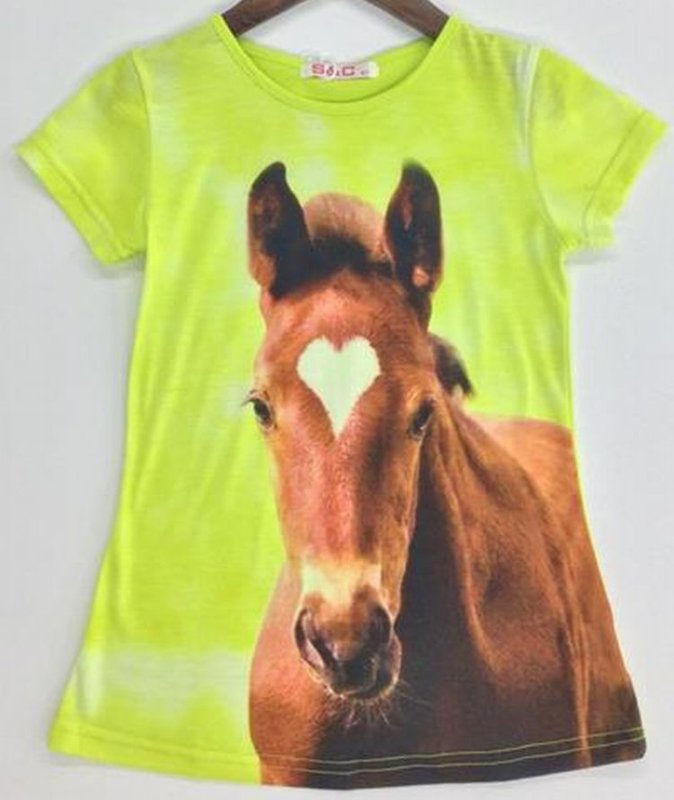 Yellow horse shirt with foal
