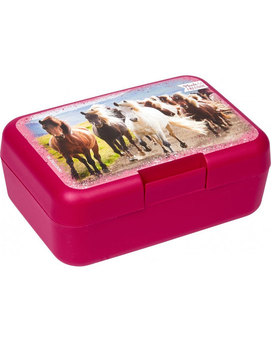 Paarden lunchbox | roze wilde paarden